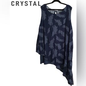 Navy Feather Print Women's Tunic